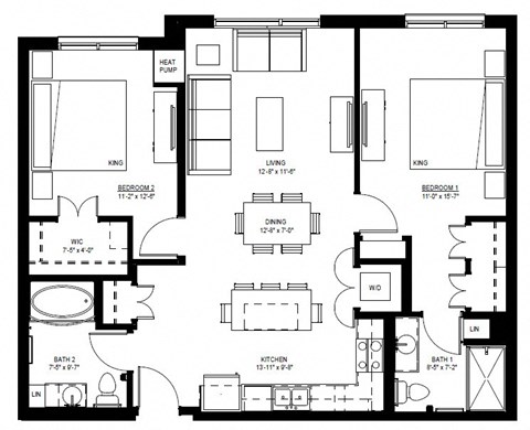 1500 Nicollet_2 Bedroom Floor Plan  at 1500 Nicollet, Minnesota, 55403